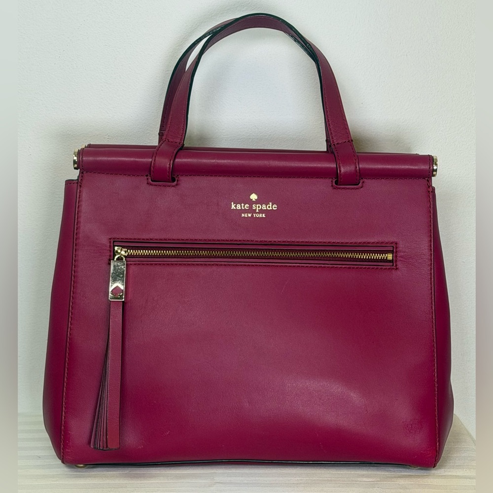 Kate Spade New York | Small ‘Cherise’ Royal Place Satchel Red Plum Leather